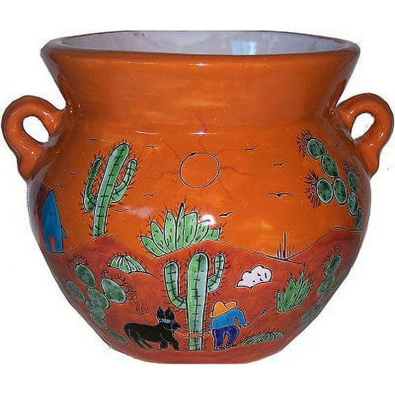 Medium-Sized Desert Mexican Colors Talavera Ceramic Garden Pot
