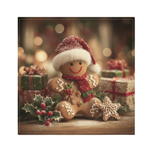 Napkin Satin Napkin 20*20 Inchx1 Kitchen Towel Dinner Plate Towel Decorative Towel Napkin Tea Towel Suitable For Kitchen Table Warm Christmas Gingerbread Man Beautiful