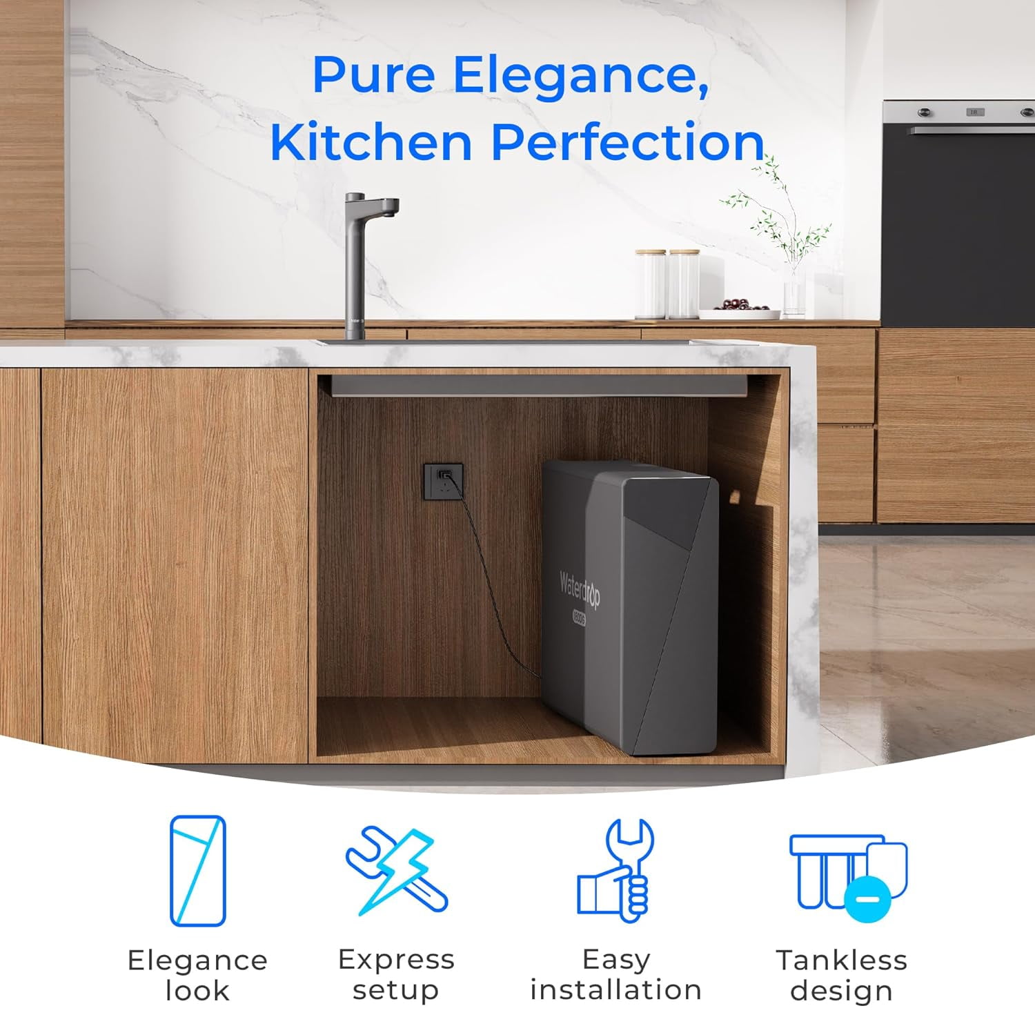 Waterdrop X16 Reverse Osmosis System,,Tankless ,1600 GPD,Alkaline Mineral pH+,BPA Free,11-Stage Filtration ,NSF/ANSI 58&372 Certified