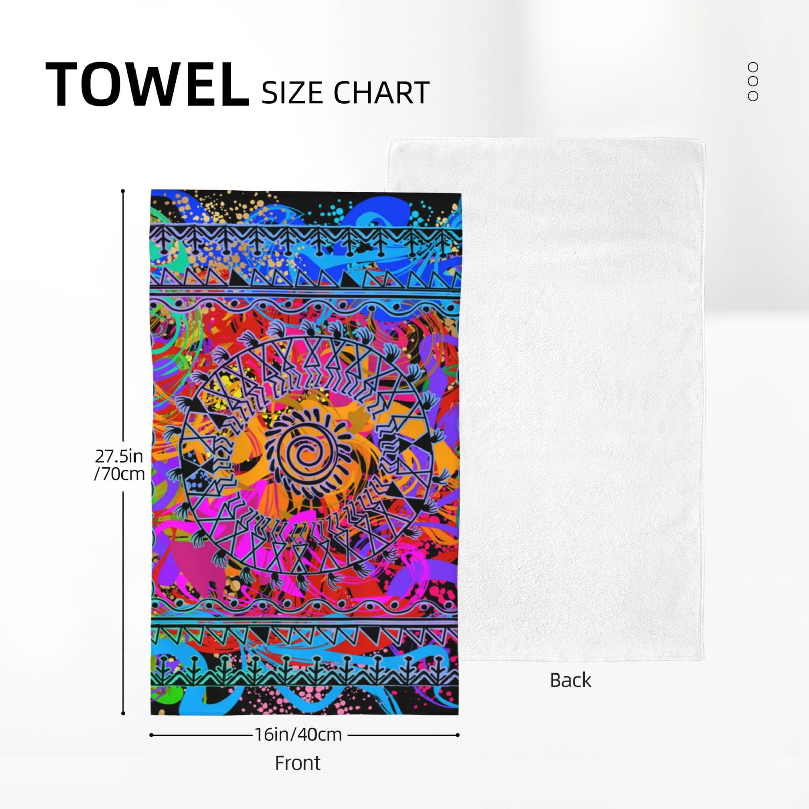 Indian Tribal Art Colorful 27.5" x 16" Ultra Soft Hand Towel, Face Wash Cloth for Bathroom, Gym, Travel, Pool