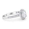 thumbnail image 2 of Halo Oval Engagement Ring Round CZ 925 Sterling Silver Size 9, 2 of 3