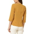 thumbnail image 3 of INSPIRE CHIC Blouse pour Femme Col en V Manches 3/4 Pois devant Boutonné Haut S Jaune, 3 of 6