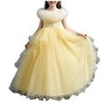 thumbnail image 3 of THDHVS Flower Girl Dress,Elegant Sleeveless Round Neck Girls Dress Solid Color Tulle Tutu For Spring Summer Party And Pageant,Girls' Dresses Yellow, 3 of 8