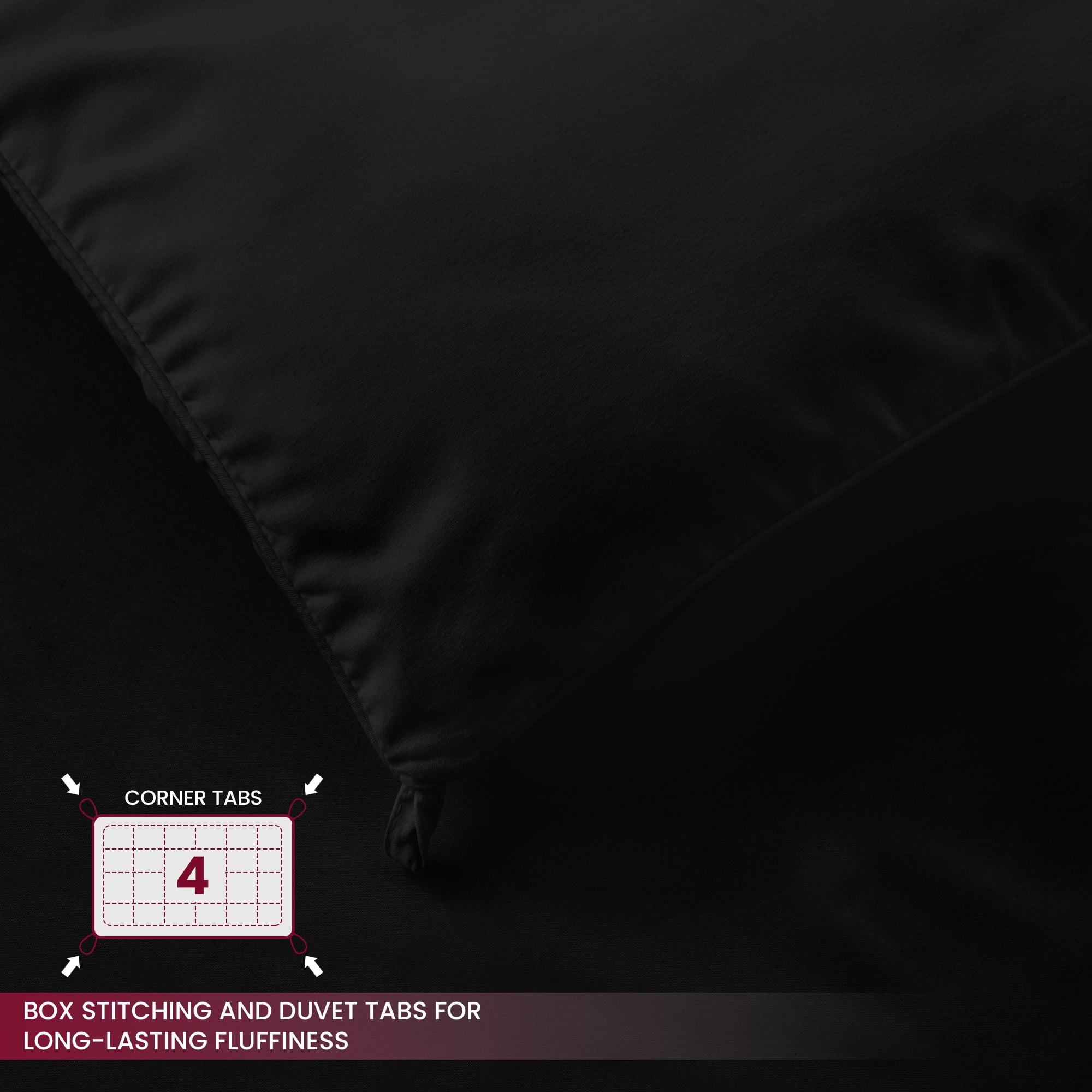 Lux Decor Collection Twin Comforter - Quilted Duvet Insert with Corner Tabs - Box Stitched Down Alternative Comforter - All Season Duvet Insert (Twin, Black)