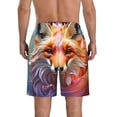 thumbnail image 3 of KLL Color Splash Fox Portrait Men's Casual Summer Beach Shorts Hawaiian Shorts with Pockets-XX-Large, 3 of 5