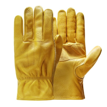 

Yesbay 1 Pair Work Gloves Wear-Resistant Thick Heat Isolation Stretchable Wrist Outdoor Work Construction Welding Machine Building Gloves