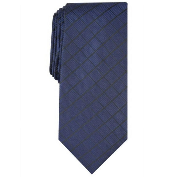 Alfani Men Regular fit Tie Necktie One Size Blue Slim Grid