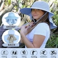thumbnail image 4 of Sun Blocker UV Protection Women Sun Flap Hat with Adjustable Drawstring Hiking Cap Wide Brim - Blue, 4 of 7