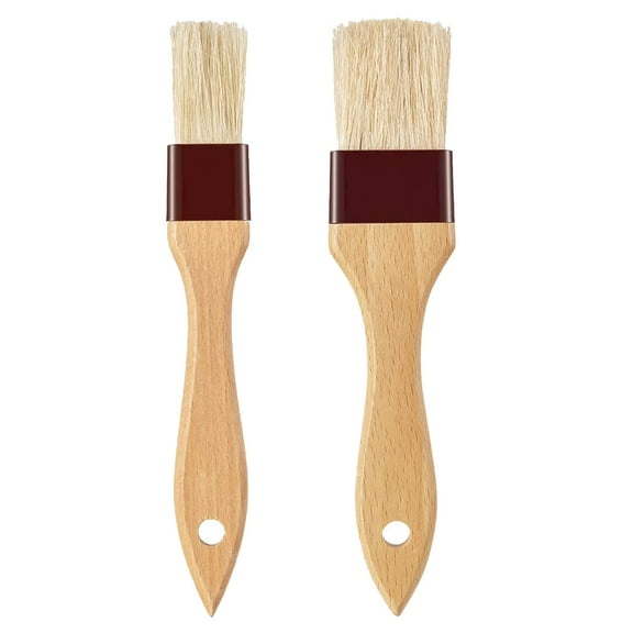 Pastry Brush-Basting Brush for Cooking,2 Pc Boar Bristles Food Brush for BBQ,Beech Wooden Handle Butter Brush for Baking/Spreading Marinade/Sauce/Oil/Egg/Kitchen Brushes for Cooking