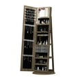 thumbnail image 3 of 360° Rotating Jewelry Cabinet with Full Length Mirror, Brown | 360° rotation, lockable storage, lighted interior, space-saving design, 3 of 10