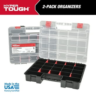 2 pack) Hyper Tough Plastic Heavy-Duty Interlocking Organizer with