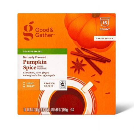 2 pack Naturally Flavored Decaf Pumpkin Spice Light Roast Coffee - 16ct Single Serve Pods