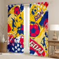 thumbnail image 2 of Homewish Watercolor Football Child Black Out Curtains, Sports Goal Curtains Pack of 2 (42x63 Each), Artwork Honeycomb Abstract Bedroom Curtains, Blackout Curtains Room Decor, 2 of 6