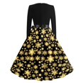 thumbnail image 5 of Women's Casual Fashion Long Sleeve Christmas Graphic Printed Vintage Long Dresses, V-Neck, Retro Style, Holiday Print, Party Dress, Casual Wear, Festive,Yellow,2XL, 5 of 6