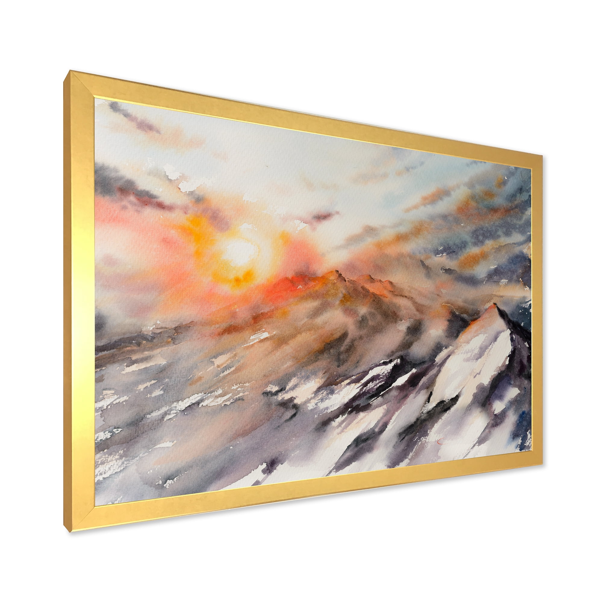 Designart 'Majestic Sunset Glow on The Mountains Landscape' Traditional Framed Art Print