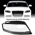 thumbnail image 3 of Clear Headlight Lens Cover,KIMISS Clear Headlamp Lens Shell PC Car Headlight Lens Cover For A4 B8 2009-2012, 3 of 8