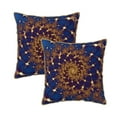 thumbnail image 1 of Housses de Coussin Décoratives en Velours Lot de 2, Housse de Coussin Carrée Douce avec Fermeture Éclair Invisible Impression Spirale Bleu Fractal, 20"x20 Pouces, 1 of 6