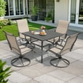 thumbnail image 3 of Nuu Garden 5-Piece Outdoor Breathable Dining Set, Slatted Metal 37’’ Dining Table with Umbrella Hole and 4 Patio Swivel Textilene Chairs, All Weather Patio Furniture Set, Gray and Beige, 3 of 10