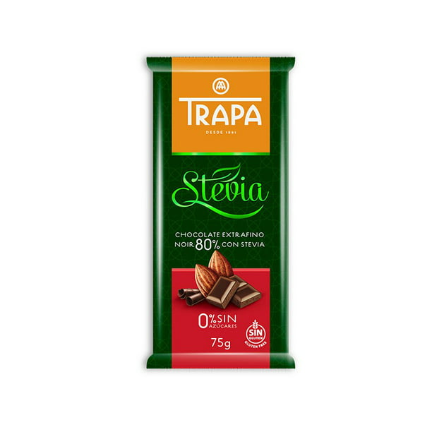 Trapa 8410679030031 Stevia Dark Chocolate Bar in 80 Percent