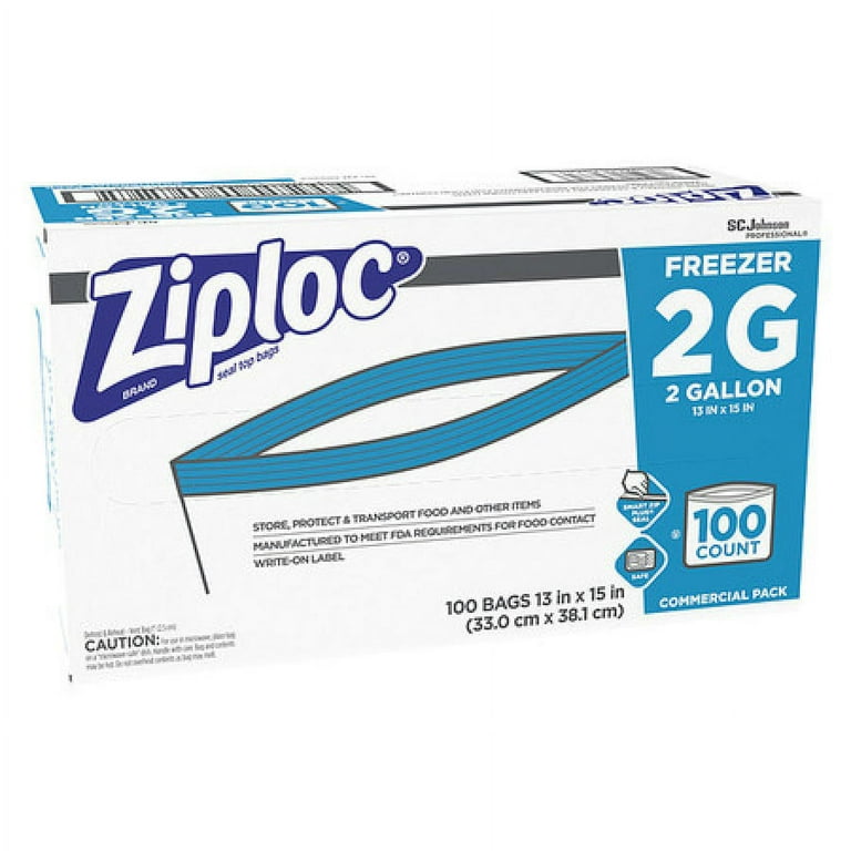1 Gallon Ziplock Freezer/Storage Bags, 10x12 2 Mil (100/Pack)