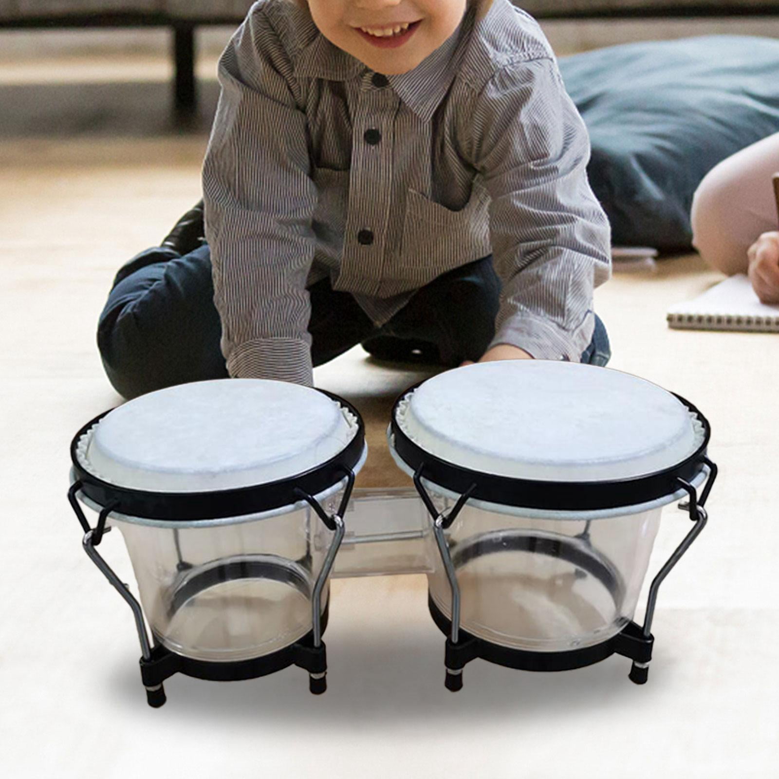 LeeQinersw Bongo Drum Set African Hand Drum 6'' and 7'' Tunable Transparent Bongo Drums for White