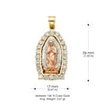 thumbnail image 3 of 14K Tri Color Gold Cubic Zirconia CZ Our Lady of Guadalupe Charm Pendant with 3.1mm Figaro 3+1 Chain Necklace - 20", 3 of 4