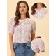 thumbnail image 2 of Allegra K Blusa Floral Para Mujer Con Cuello Peter Pan Y Encaje Con Botones Rosa L, 2 of 4