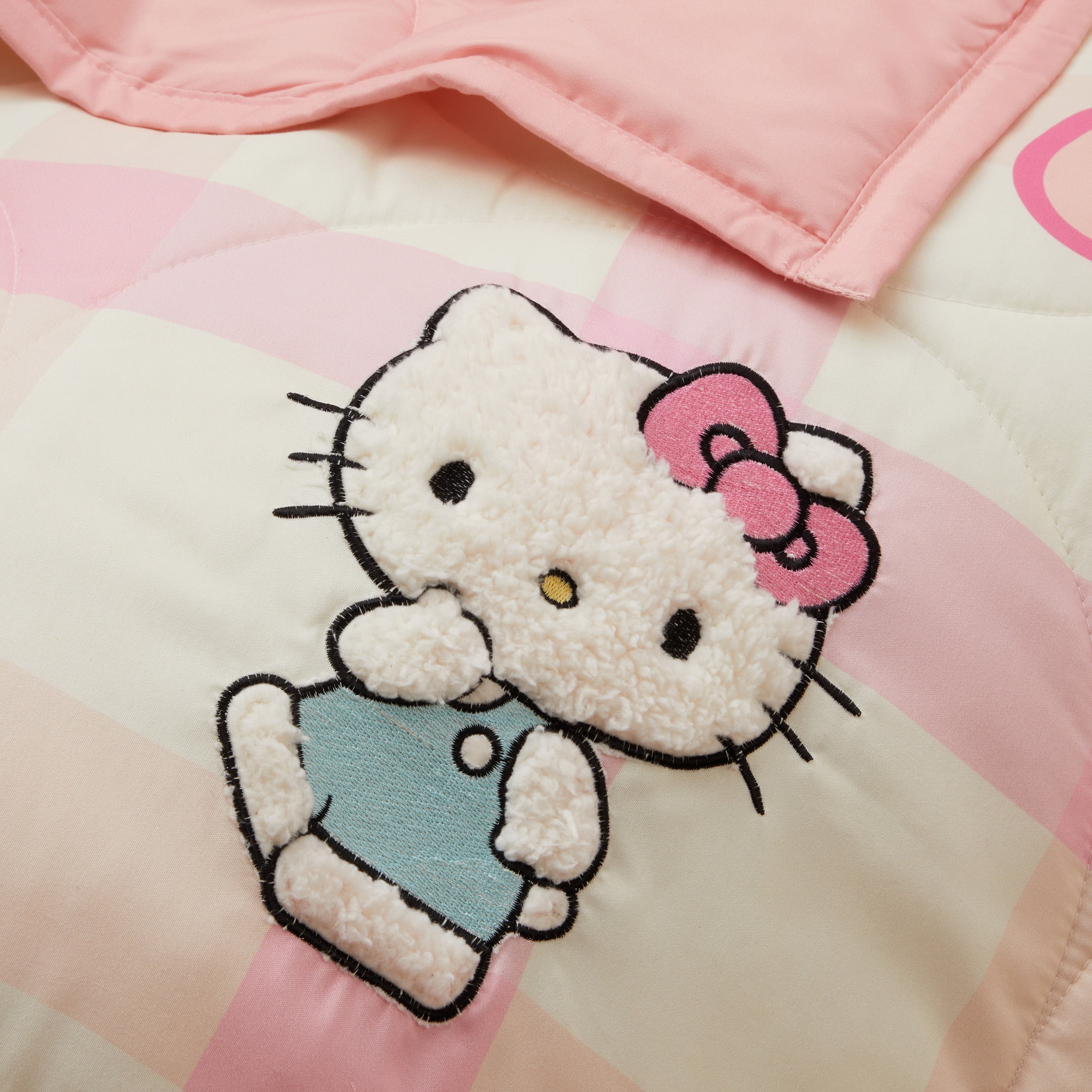 Hello Kitty and Friends Pink Plaid Quilt and Sham Set, Queen, Sanrio