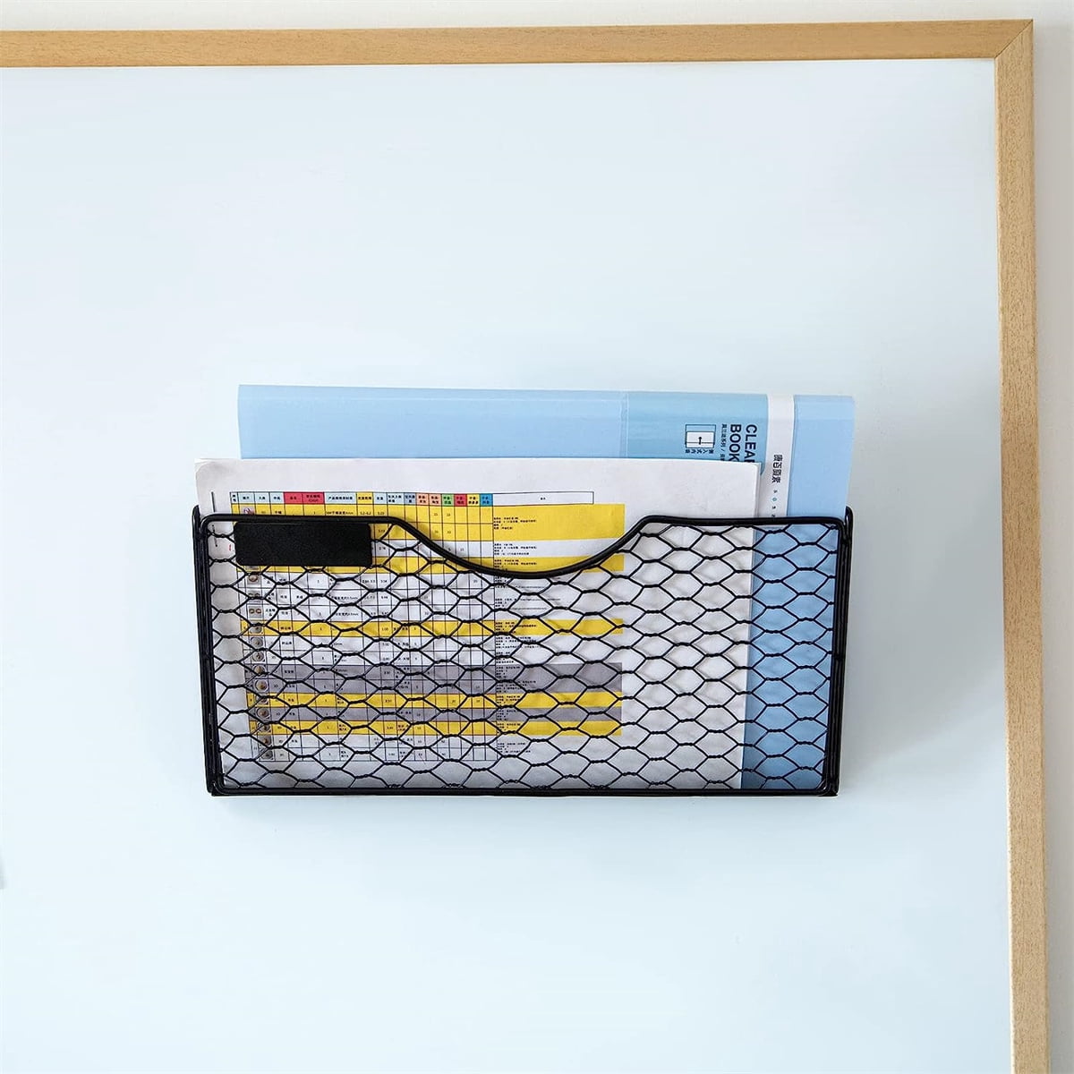 Magnetic Mesh File Holder,Bexikou Hanging File Organizers，No Drilling Installation File Organizer，Paper Organizer Holders Wall Bins f for Refrigerator, File Cabinets, Whiteboard, Office, Kitchen