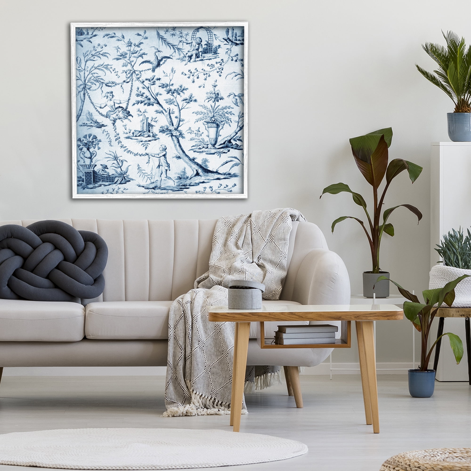 Vintage Toile Scene White Framed Giclee Art, design by Vintage Hustle