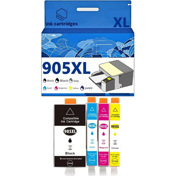 905XL 905 Ink Cartridges Compatible for HP 6950 6960 6970 Inkjet Printers, Leak-Proof Design Crisp Printing