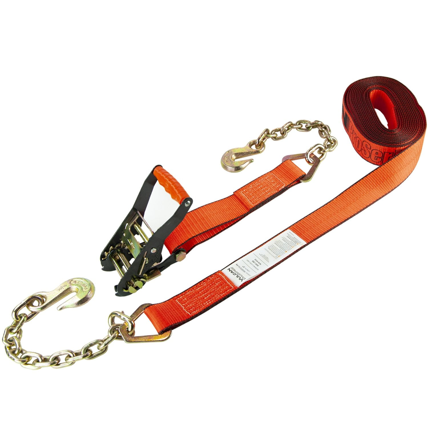 VULCAN Ratchet Strap with Chain Anchors 2 Inch x 30 Foot PROSeries