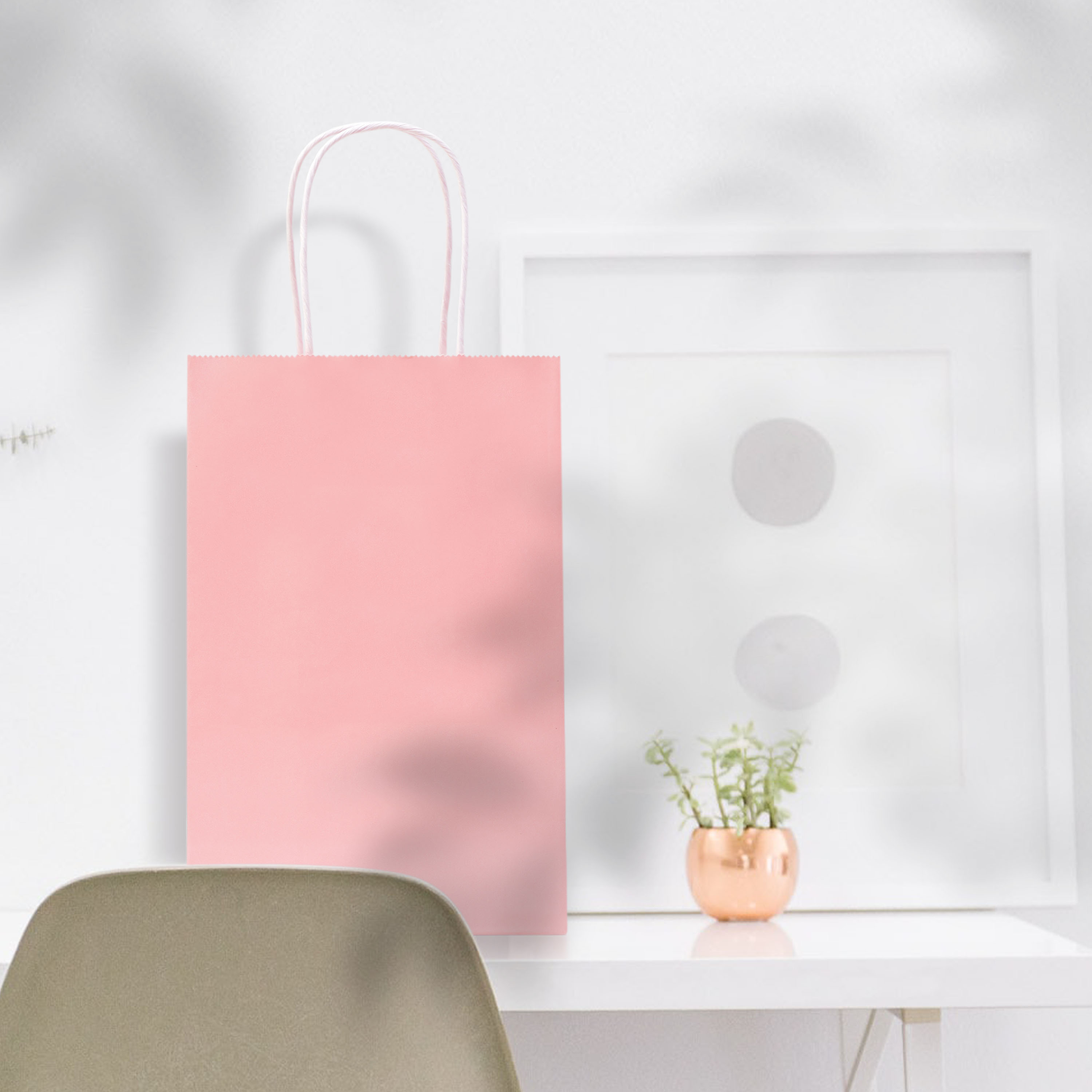NexMint 12-Pack Pink Kraft Paper Gift Bags, Small photo 4