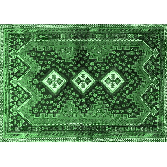 Ahgly Company Indoor Rectangle Persian Emerald Green Traditional Area Rugs, 8' x 12'