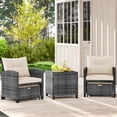 thumbnail image 4 of Costway 5 Piece Patio Rattan Furniture with 2 Ottomans & Tempered Glass Coffee Table Off-White + Mix Gray, 4 of 10
