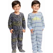 Kids Headquarters Kids 2-Pack Footed Blanket Sleeper (2 Years/Dinosaur Stripe (Blue))