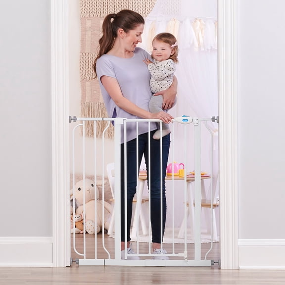Regalo Easy Step Extra Tall Walk-Through Baby Gate, 29.5-38.5 in, Pressure Mount with Hardware Mount Option, Fits Doorways & Hallways, Ages 6-24 Months