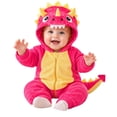 thumbnail image 3 of KPOPLK Dino Infant Romper Hooded Outfit Unisex Halloween Bodysuit Long Sleeve Zipper Jumpsuit Bodysuit for 3 6 9 Months(Hot Pink,6-9 Months), 3 of 8