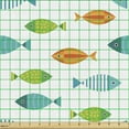 thumbnail image 2 of Fish Fabric by the Yard, Nautical Seascape Underwater Elements in Various Stripes Geometric Shapes and Colors, Decorative Upholstery Fabric for Chairs & Home Accents, Multicolor by Ambesonne, 2 of 5
