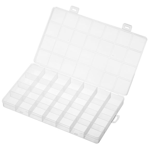 Uxcell 28 Grids Jewelry Organizer Box, 3 Pack 21mm Clear Plastic Jewelry Boxes Storage Container for Beads, Style 1