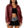 thumbnail image 2 of Dealovy Womens Leather Jackets Zip up Leather Jacket Coats Fall Winter Trendy Clothes, 2 of 9