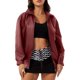 thumbnail image 2 of Chaquetas y abrigos de piel sintética de manga larga sin capucha para mujer, de moda, de color liso, con cuello vuelto, cremallera, capucha y sin bolsillo, chaqueta de piel para mujer, parte superior, 2 of 9