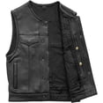 thumbnail image 4 of First Mfg Co - Lowside - Mens Motorcycle Biker Riding Black Leather Vest - 7X Large, 4 of 5