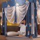 thumbnail image 4 of Cortina de cama sentada de tres puertas, dosel de cuatro esquinas, cortina de cama con cremallera, cortina de cama a prueba de luz, uso conveniente, 4 of 5