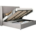 thumbnail image 3 of Merluxy King Bed Frame with Lift up Storage,Linen Platform Bed Frame,No Box Spring,Light Grey, 3 of 7