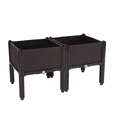 thumbnail image 3 of Tcbosik 2 Pack Raised Garden Bed with Legs for Outdoor, Plastic Elevated Planter for Planting Flowers, Vegetables, Tomato and Herbs, Brown, 3 of 11