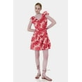 thumbnail image 3 of HT 360 Collective Designer Red Ruffle Mini Dress V Neck Dress Printed Mini Dress, 3 of 5