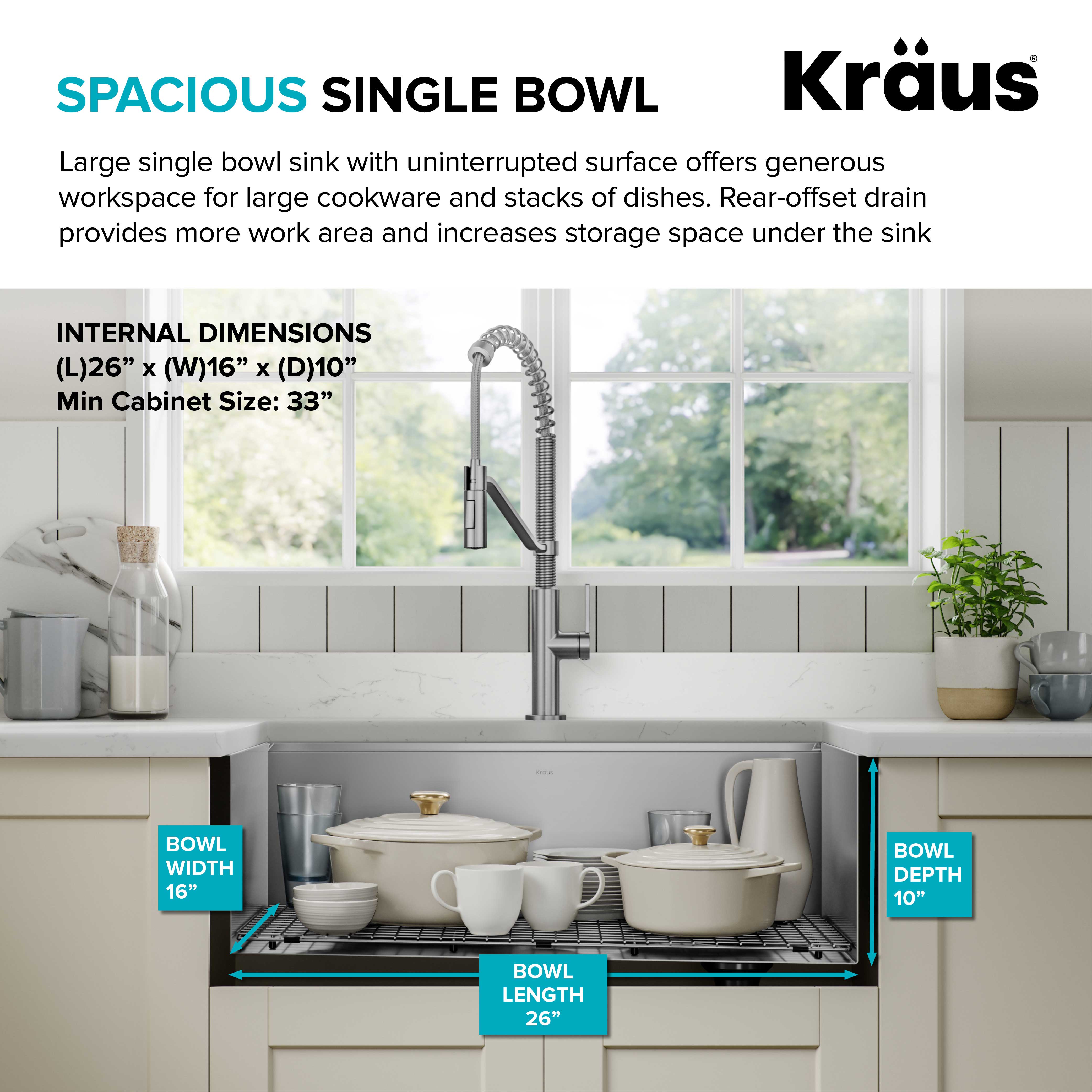 Kraus Kore 28Undermount Workstation 16 Gauge Stainless Steel Single Bowl Kitchen Sink with Accessories - image 5 of 16
