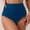 Dark Blue, variant on Women's High Waisted Ruched Tummy Control Bikini Bottoms Retro Full Coverage Swim Bottom Bathing Suit Shorts Quick Dry Stretchy Vintage Swimsuit Bottoms for Beach Pool Solid Colors