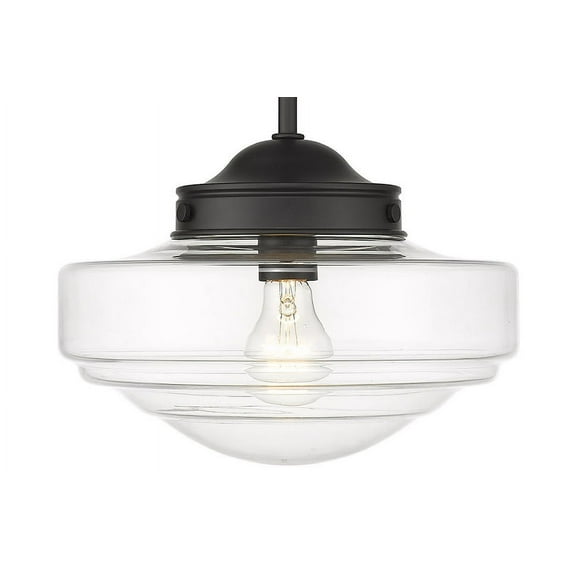 Golden Lighting Ingalls 1-light 12in Pendant in Matte Black and Clear Glass